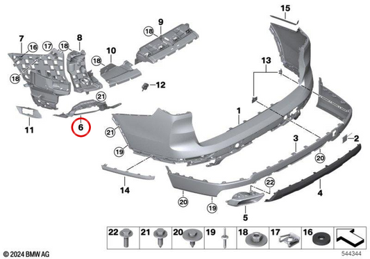Soporte embellecedor de tubo de escape derecho OEM 51127452628 para BMW G07. Original BMW.