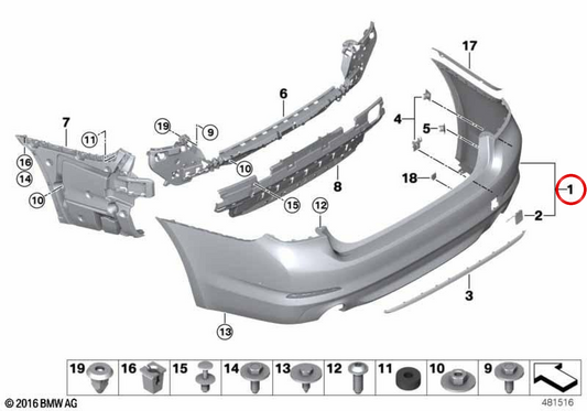 OM 51127475610 pare-chocs arrière pour BMW G31. BMW d'origine.