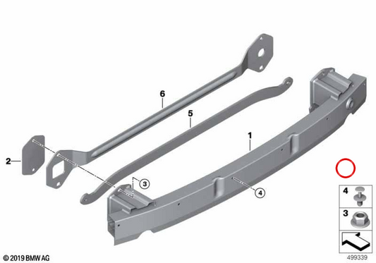 Refuerzo de travesaño OEM 51127479527 para BMW G11, G12. Original BMW.
