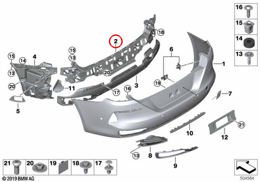 Guide central arrière OEM 5112748551 pour BMW G16. BMW d'origine.