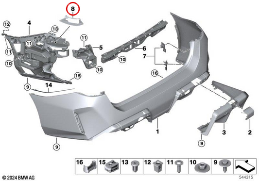 Assorbimento posteriore sinistro OM 5112787047 per BMW 5 G99 M5 Serie touring. BMW originale.
