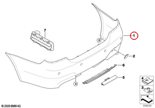 OM 51127898158 pare-chocs arrière pour BMW E60, E61. BMW d'origine.