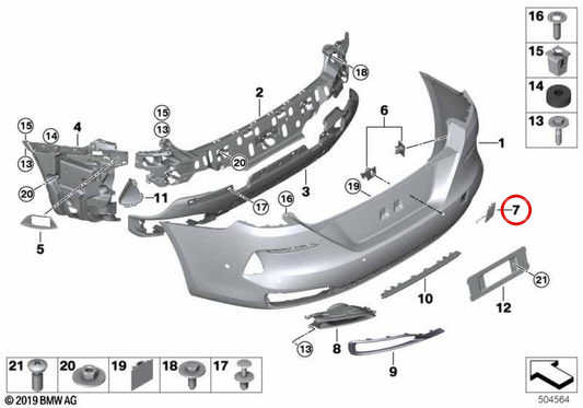 Tampa do gancho de reboque traseiro preparada OEM 51127946665 para BMW G16. BMW genuíno.