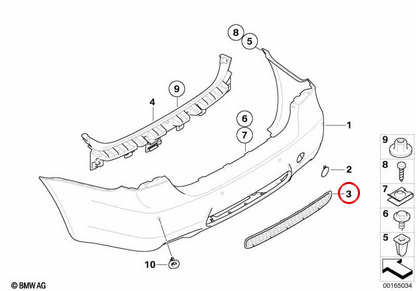 Bumper Grill Central Grill OEM 51128040878 per BMW E90, E91. BMW originale.