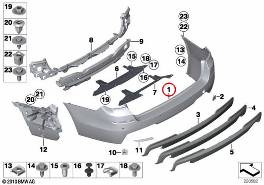 OM 51128049280 Chalan arrière pour BMW F11. BMW d'origine.