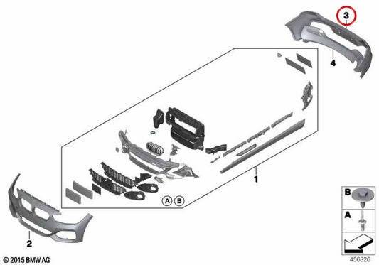 OEM 51128067800 pare-chocs arrière pour BMW F20, F21. BMW d'origine.