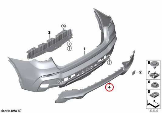 Unterer Heck -Stoßfängerdruck OEM 51128073657 für BMW F26. Original BMW.