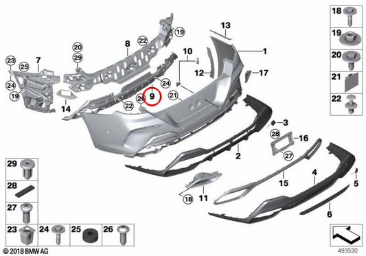 Adaptador de suporte traseiro OEM 51128075245 para BMW G14, G15. BMW genuíno.