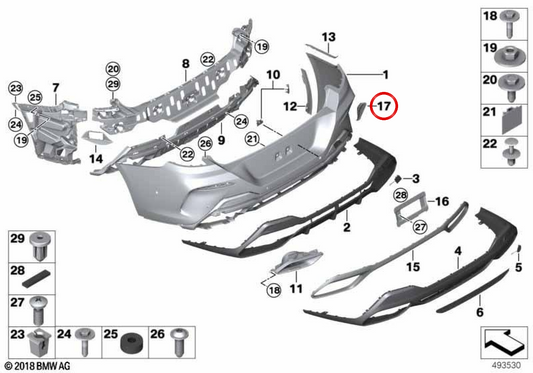 A destra incoraggia lo stampino OEM 51128075250 per BMW G14, G15, G16. BMW originale.