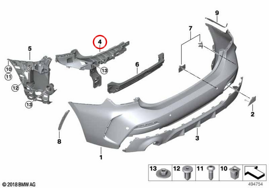 OEM 51128075563 Heck -Stoßfängerunterstützung für BMW F52. Original BMW.