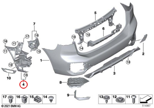 OEM 51128080237 Supporto sul retro sinistro per BMW U06. BMW originale.
