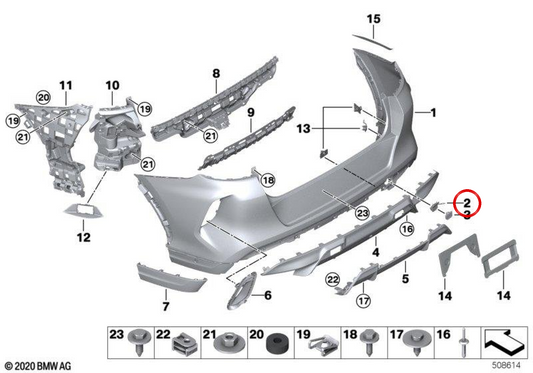 Printing rear t -trailer OEM 51128081640 for BMW F96, F95. Original BMW.