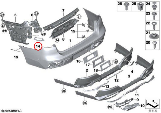 OEM 51128082385 Linksabsorptionskanal für BMW G70. Original BMW.