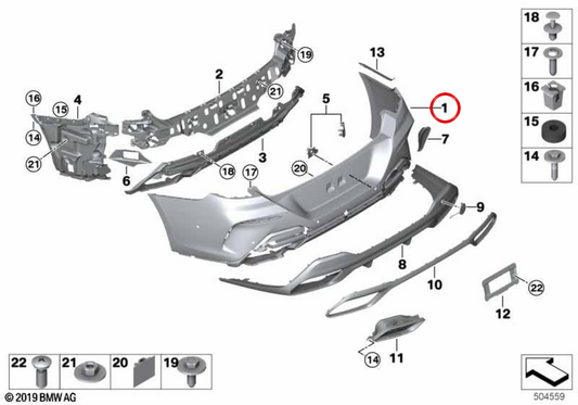 Paragolpes trasero imprimado OEM 51128083192 para BMW G16. Original BMW.