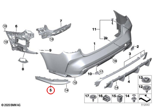 Modaning laterale sinistro OEM 51128084401 per BMW G80, G81. BMW originale.