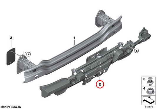 Adaptador soporte trasero OEM 51128084959 para BMW Serie 5 G90, G99, M5 y más. Original BMW.
