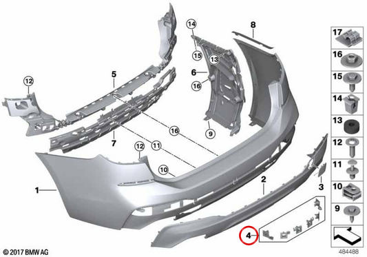 Soporte sensor PDC/PMA trasero OEM 51128094107 para BMW G32. Original BMW.