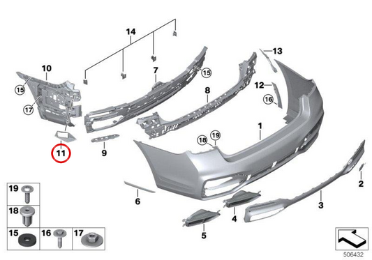 OEM 51128095839 Condotto di assorbimento sinistro per BMW G11, G12. BMW originale.