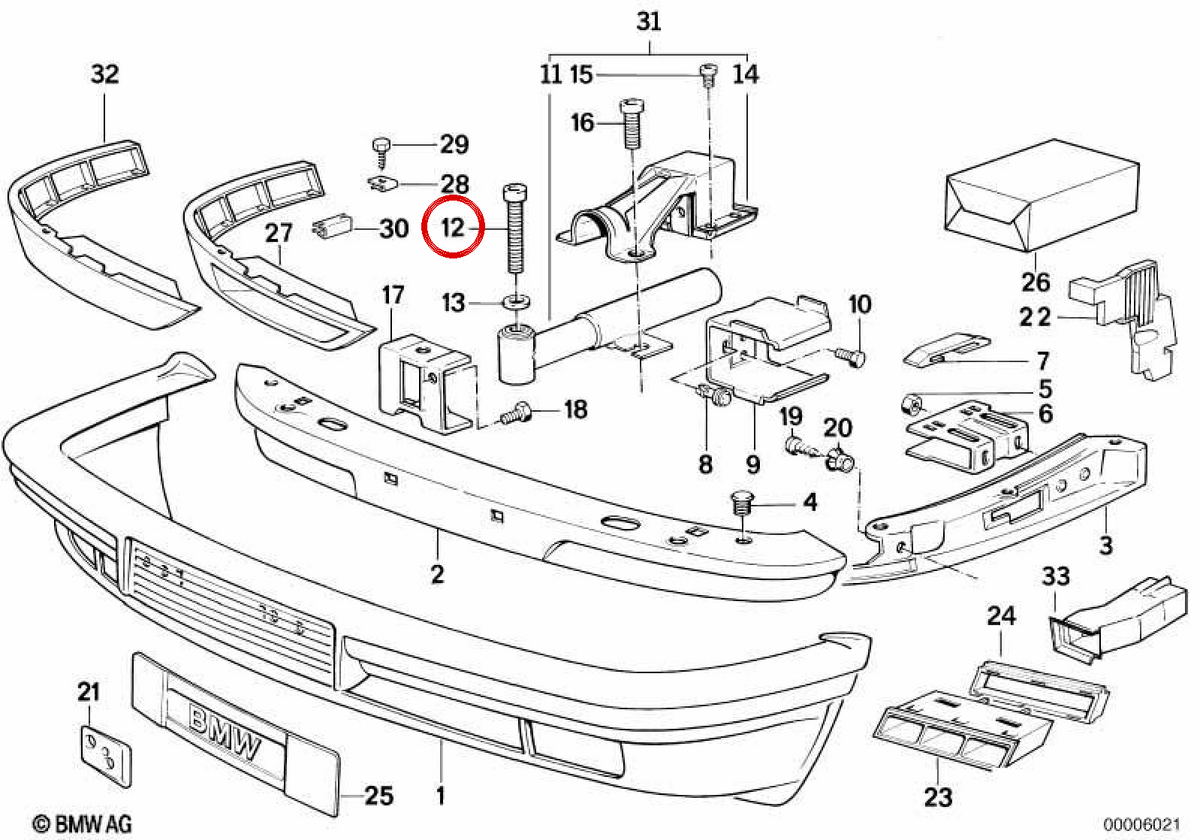 Vite cilindro OEM 51128118078 per BMW E32, E31. BMW originale.