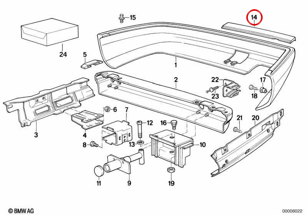 Spacer sinistro OEM 51128141563 per BMW E32. BMW originale.
