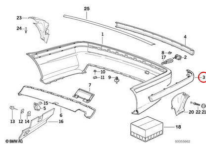Mormatura laterale OEM 51128162004 per BMW E36. BMW originale.