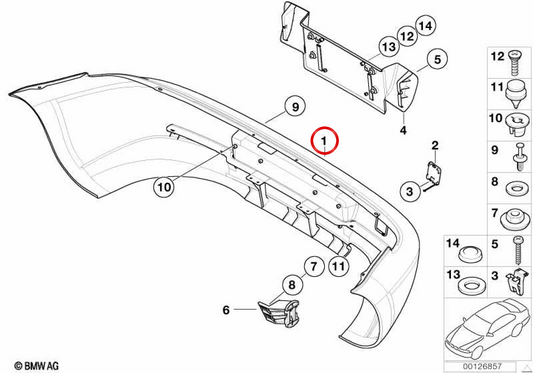 OM 51128398768 pare-chocs arrière pour BMW E36 et Z3. BMW d'origine.