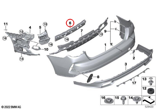 OEM 51128737070 Supporto per paraurti posteriore per BMW G26. BMW originale.