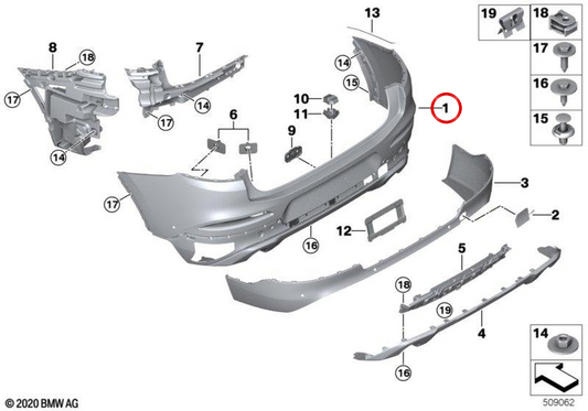 Pára-choques traseiro preparado OEM 51128739260 para BMW G02. BMW genuíno.