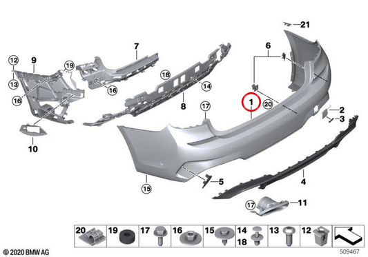 OEM 5112944800 Heckstoßstange für BMW G20, G28. Original BMW.