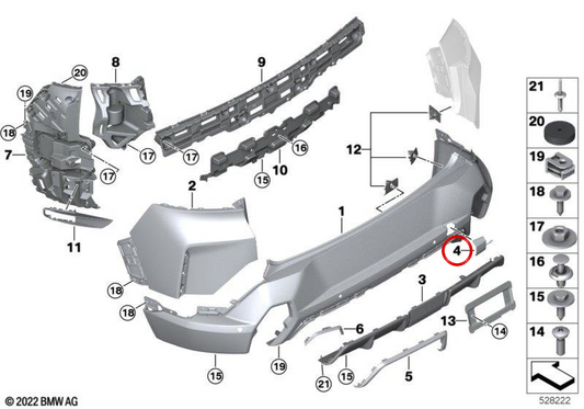 Drucken des hinteren Anhängers OEM 51129450902 für BMW G09. Original BMW.
