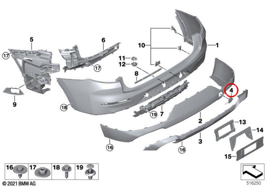 Tapa cubrehueco anclaje de remolque OEM 51129451149 para BMW G02, G08. Original BMW.