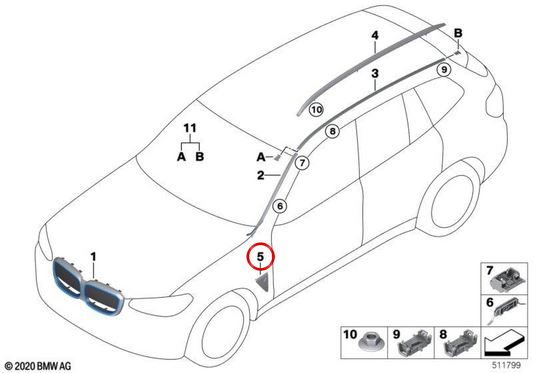 Toma de aire derecha OEM 51129492072 para BMW G08. Original BMW.