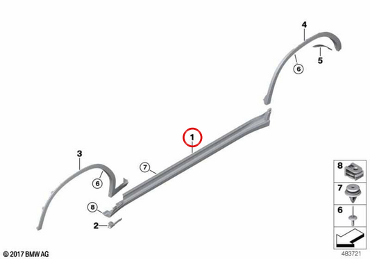 Verkleidung Seitenschweller links LIGHT OEM 51129498809 für BMW X3 G01. Original BMW