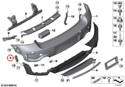 OEM Rear Left Grille 51129804299 for MINI Countryman R60 (2010-2016). Original MINI.