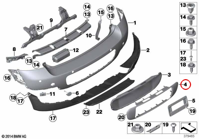 Front Chrome Frame OEM 51129804577 per mini R60 Cooper, Cooper All4, Cooper D ... e altro. Mini originale.