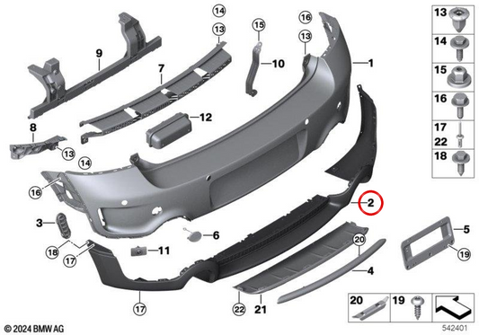 Spoiler central traseiro OEM 51129806216 para MINI Countryman R60 (01/2010 - 10/2016), Cooper S, Cooper S ALL4. MINI originais.