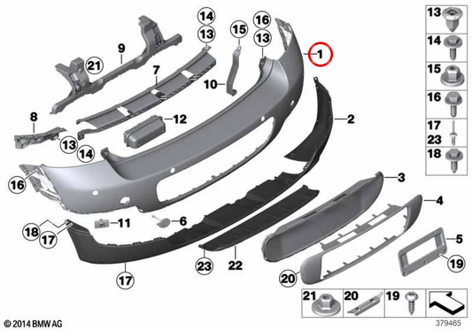 Revestimiento de parachoques trasero imprimado con PDC OEM 51129806645 para MINI Countryman R60 Cooper, Cooper D, Cooper ALL4... y más. Original MINI