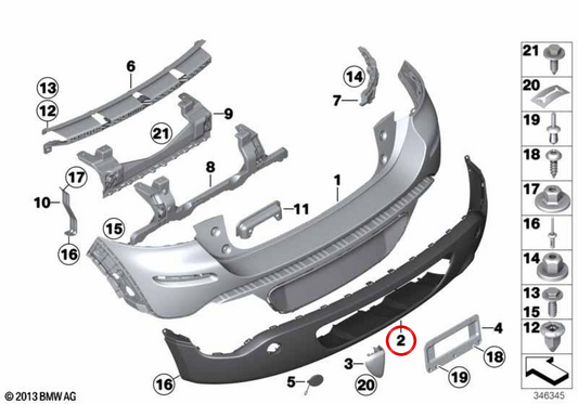 OEM central spoiler 51129808957 for MINI Cooper S R60, R61. Original MINI.