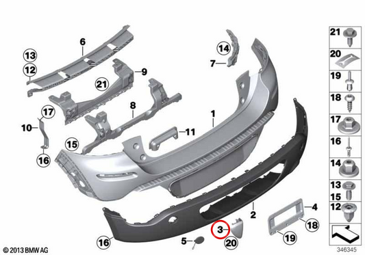 Cadre gauche chromé OEM 51129809961 pour MINI Paceman R61 (03/2012 - 09/2016). MINI d'origine.