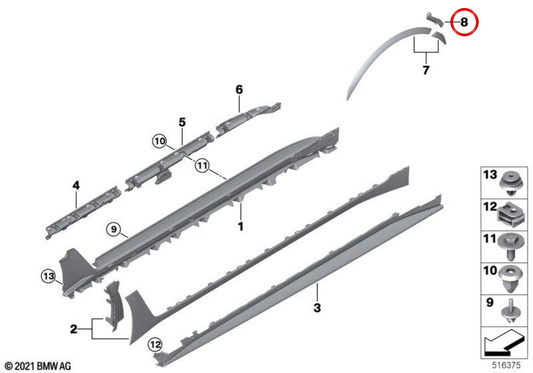 Flap trasero izquierdo OEM 51129881471 para BMW G26. Original BMW.