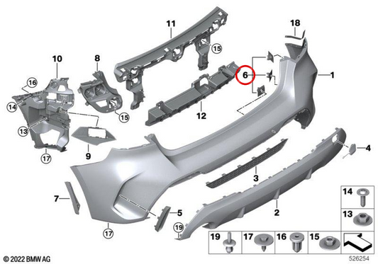 Suporte do sensor PDC/PMA traseiro OEM 51129881581 para BMW F40. BMW genuíno.