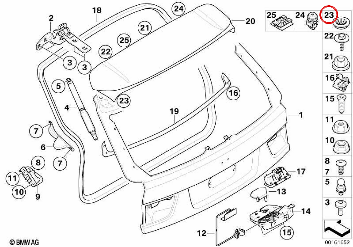 Clips et fixations OEM Set 51130439097 pour BMW E70, E71. BMW d'origine.
