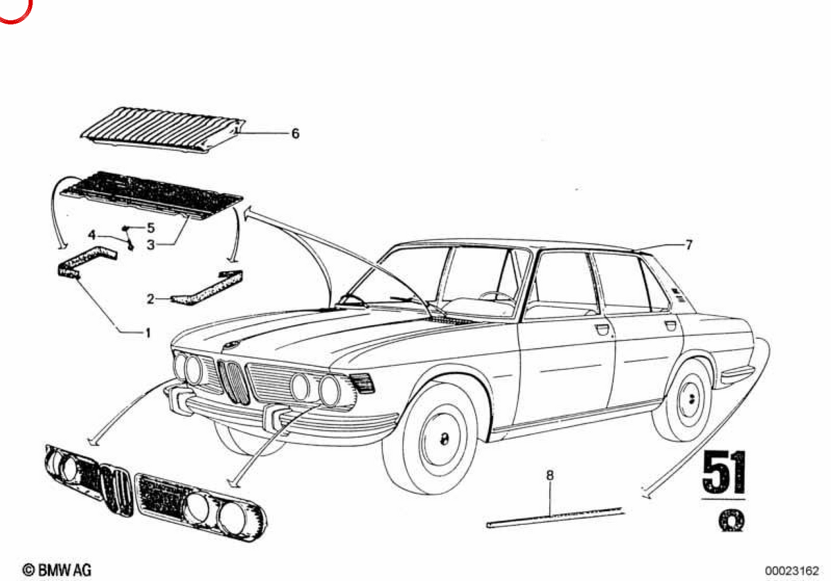 Embels incoraggia OEM 51131807154 per BMW E23, E24, E28. BMW originale.
