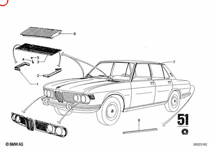 Embels incoraggia OEM 51131807154 per BMW E23, E24, E28. BMW originale.
