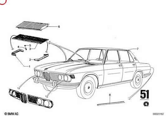 Bords bildet OEM 51131807154 für BMW E23, E24, E28. Original BMW.