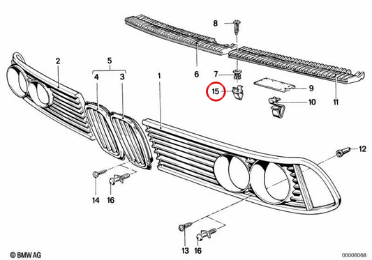 Clipe de fixação OEM 51131881595 para BMW E23. BMW genuíno.