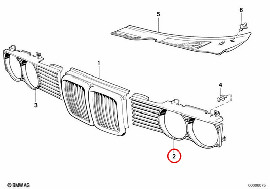 Left Embels OM 51131938425 for BMW E32. Original BMW.