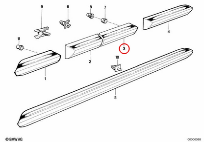 Rechte hintere Türform 51131952896 für BMW E30. Original BMW.