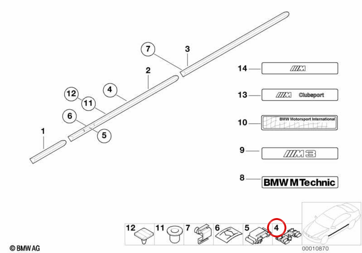 OEM Fixing Clip 51131960054 für BMW 3 E36 -Serie, E46. Original BMW.