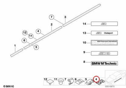 OEM Fixing Clip 51131960054 für BMW 3 E36 -Serie, E46. Original BMW.